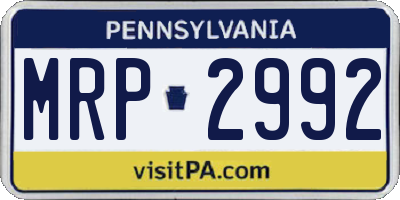 PA license plate MRP2992