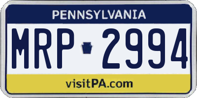 PA license plate MRP2994
