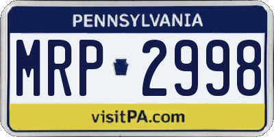 PA license plate MRP2998
