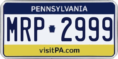 PA license plate MRP2999