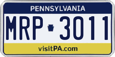 PA license plate MRP3011