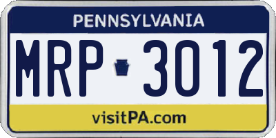 PA license plate MRP3012