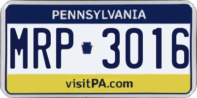 PA license plate MRP3016