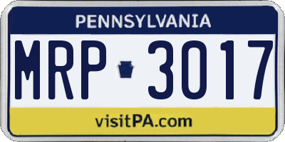 PA license plate MRP3017