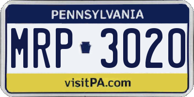 PA license plate MRP3020