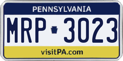 PA license plate MRP3023