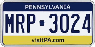 PA license plate MRP3024