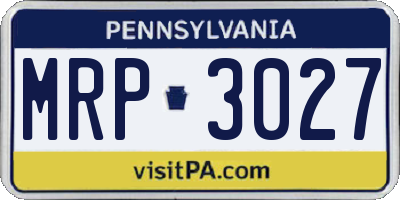 PA license plate MRP3027