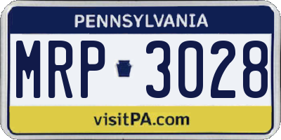 PA license plate MRP3028