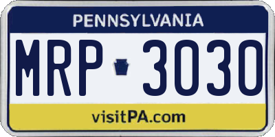 PA license plate MRP3030