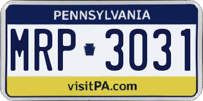 PA license plate MRP3031