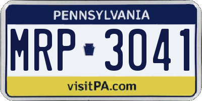 PA license plate MRP3041
