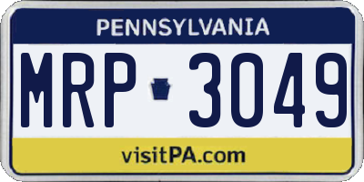 PA license plate MRP3049
