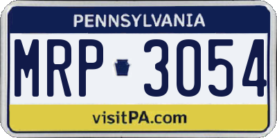 PA license plate MRP3054