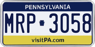 PA license plate MRP3058