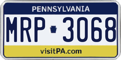 PA license plate MRP3068