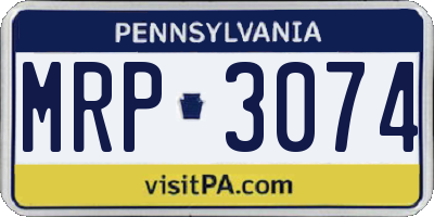 PA license plate MRP3074