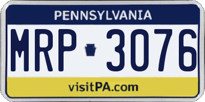 PA license plate MRP3076