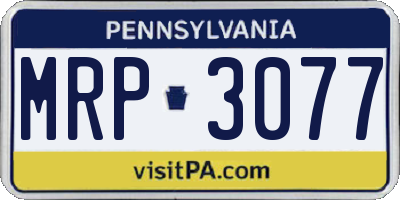 PA license plate MRP3077