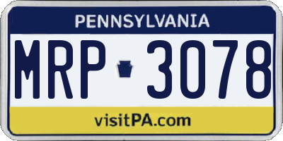 PA license plate MRP3078