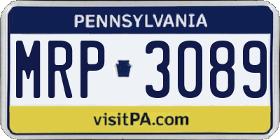 PA license plate MRP3089