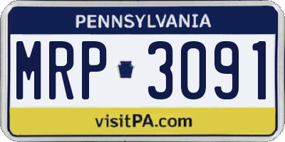 PA license plate MRP3091