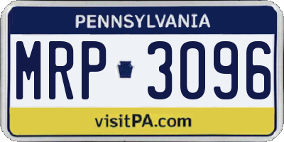 PA license plate MRP3096