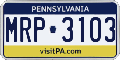 PA license plate MRP3103