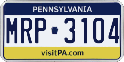 PA license plate MRP3104