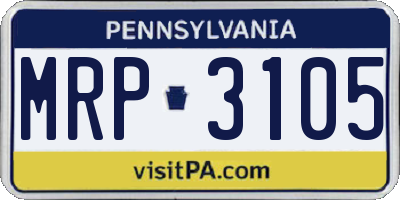 PA license plate MRP3105