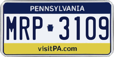 PA license plate MRP3109