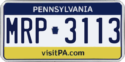 PA license plate MRP3113