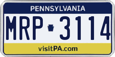 PA license plate MRP3114