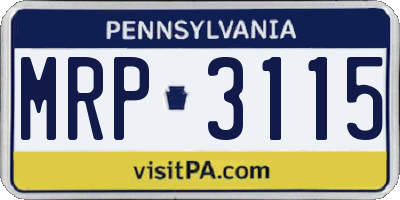 PA license plate MRP3115