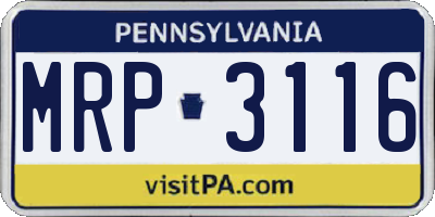 PA license plate MRP3116