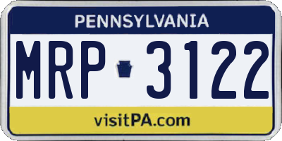 PA license plate MRP3122