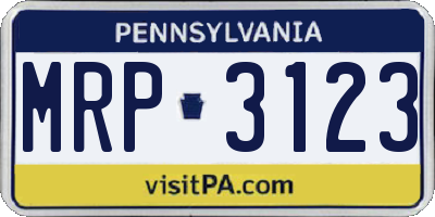 PA license plate MRP3123