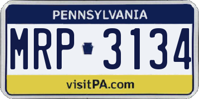 PA license plate MRP3134