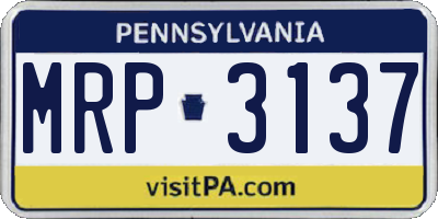 PA license plate MRP3137
