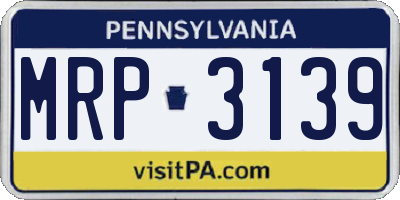 PA license plate MRP3139