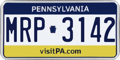 PA license plate MRP3142