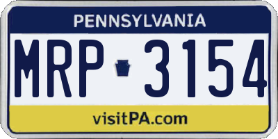 PA license plate MRP3154