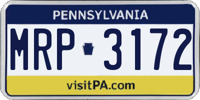 PA license plate MRP3172