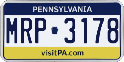 PA license plate MRP3178