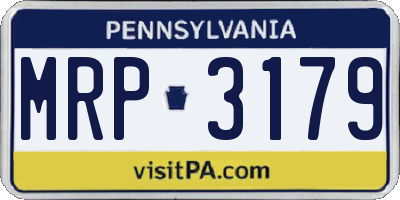 PA license plate MRP3179