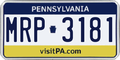 PA license plate MRP3181