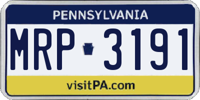 PA license plate MRP3191