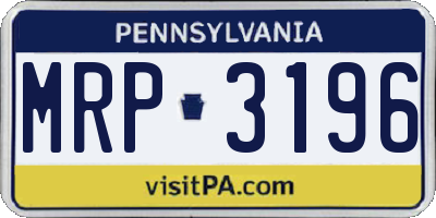 PA license plate MRP3196