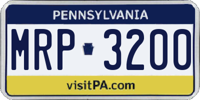 PA license plate MRP3200