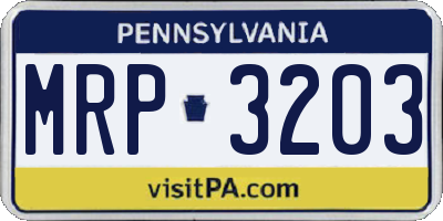 PA license plate MRP3203